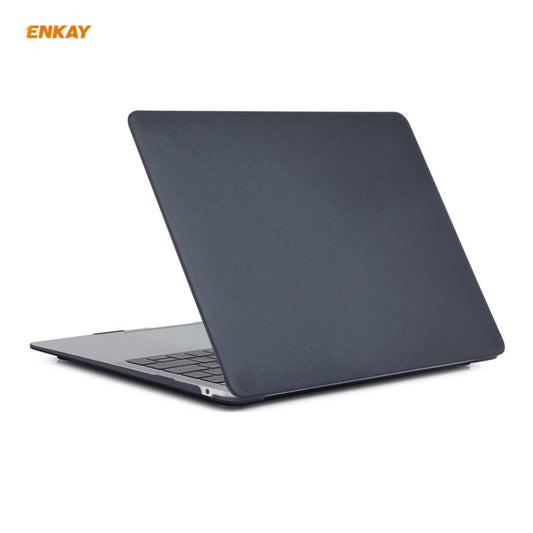 ENKAY 3 in 1 Matte Laptop Protective Case + EU Version TPU Keyboard Film + Anti-dust Plugs Set for MacBook Air 13.3 inch A2179 & A2337 (2020)(Black) by ENKAY