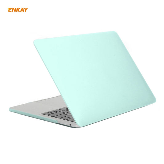 ENKAY 3 in 1 Matte Laptop Protective Case + EU Version TPU Keyboard Film + Anti-dust Plugs Set for MacBook Pro 13.3 inch A2251 & A2289 & A2338 (with Touch Bar)(Green) by ENKAY
