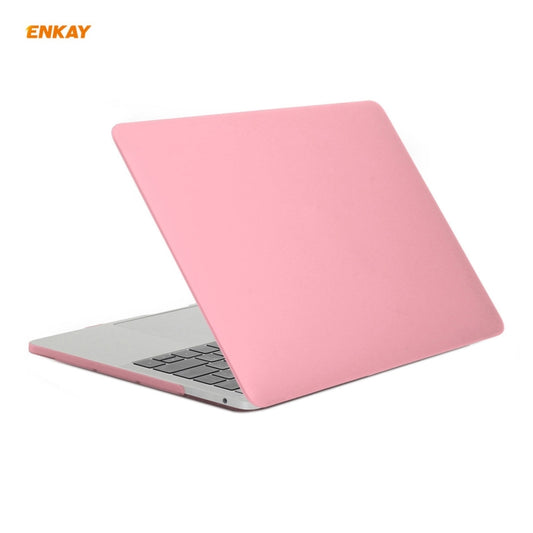 ENKAY 3 in 1 Matte Laptop Protective Case + EU Version TPU Keyboard Film + Anti-dust Plugs Set for MacBook Pro 13.3 inch A2251 & A2289 & A2338 (with Touch Bar)(Pink) by ENKAY