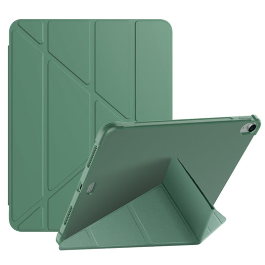 For iPad Air 11 2024 / Air 2022 10.9 Multi-folding Matte Surface Leather Tablet Case with Pen Slot(Dark Green) by buy2fix