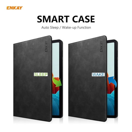 ENKAY ENK-8026 Cow Texture PU Leather + TPU Smart Case with Pen Slot for Samsung Galaxy Tab S8 / Galaxy Tab S7 11.0 T870 / T875(Black) by ENKAY