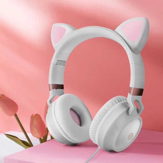 P28 Cat Ear Wired Headphone Music Stereo Headset with Microphone by buy2fix