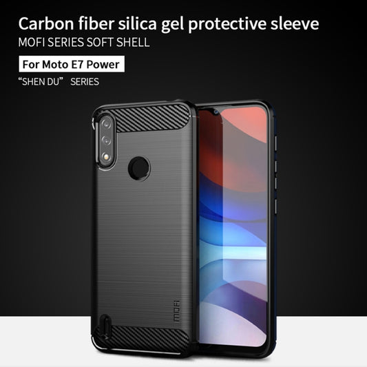 For Motorola Moto E7 Power MOFI Gentleness Series Brushed Texture Carbon Fiber Soft TPU Case(Gray) by MOFI