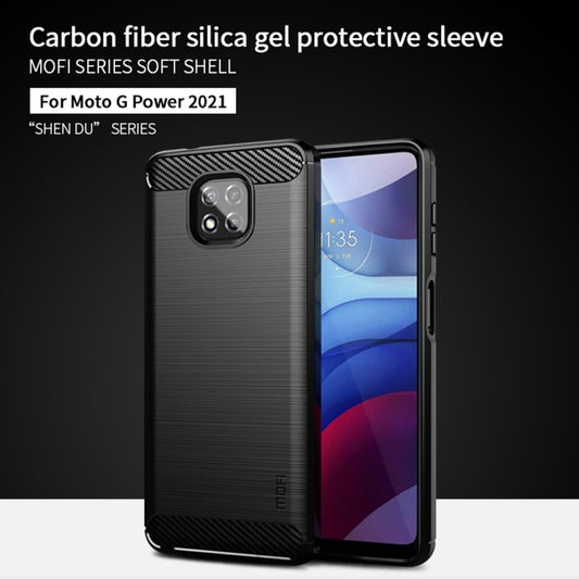 For Motorola Moto G Power 2021 MOFI Gentleness Series Brushed Texture Carbon Fiber Soft TPU Case(Black) by MOFI