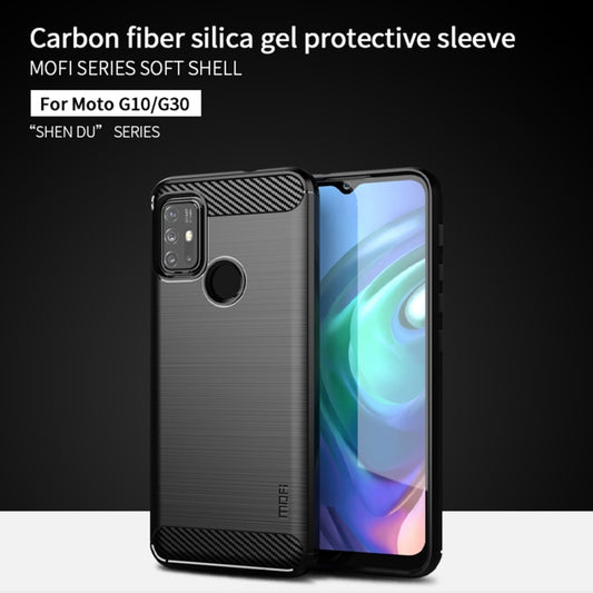 For Motorola Moto G10 / G30 MOFI Gentleness Series Brushed Texture Carbon Fiber Soft TPU Case(Gray) by MOFI