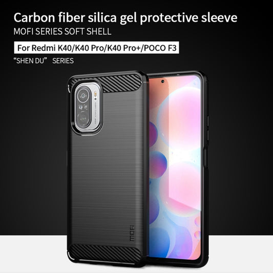 For Xiaomi Redmi K40 / K40 Pro / K40 Pro+ / Poco F3 MOFI Gentleness Series Brushed Texture Carbon Fiber Soft TPU Case(Black) by MOFI