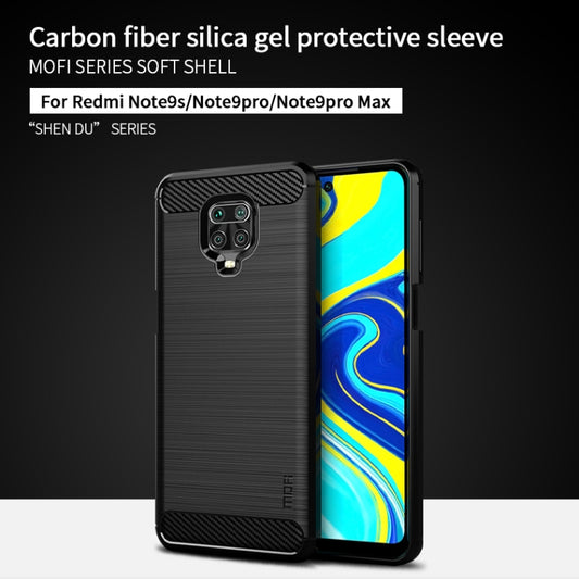 For Xiaomi Redmi Note 9s / Note 9 Pro / Note 9 Pro Max / Foco M2 Pro MOFI Gentleness Series Brushed Texture Carbon Fiber Soft TPU Case(Black) by MOFI