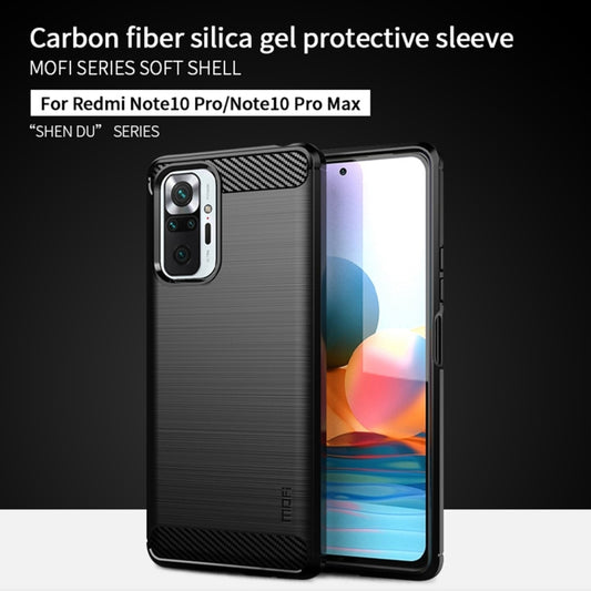 For Xiaomi Redmi Note 10 Pro / Note 10 Pro Max MOFI Gentleness Series Brushed Texture Carbon Fiber Soft TPU Case(Black) by MOFI