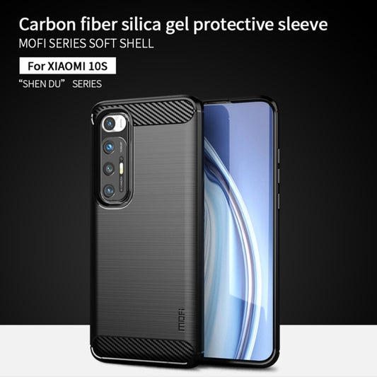 For Xiaomi Mi 10S MOFI Gentleness Series Brushed Texture Carbon Fiber Soft TPU Case(Black) by MOFI
