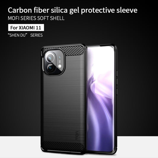 For Xiaomi Mi 11 MOFI Gentleness Series Brushed Texture Carbon Fiber Soft TPU Case(Blue) by MOFI