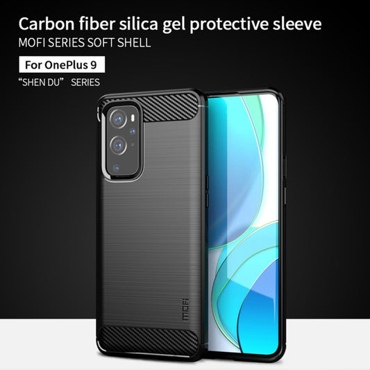 For OnePlus 9 MOFI Gentleness Series Brushed Texture Carbon Fiber Soft TPU Case(Blue) by MOFI