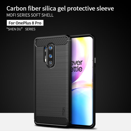 For OnePlus 8 Pro MOFI Gentleness Series Brushed Texture Carbon Fiber Soft TPU Case(Black) by MOFI