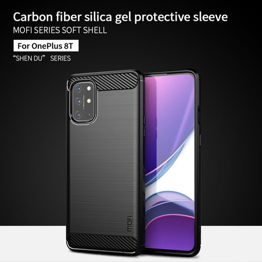 For OnePlus 8T MOFI Gentleness Series Brushed Texture Carbon Fiber Soft TPU Case(Red) by MOFI