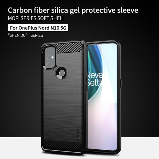 For OnePlus Nord N10 5G MOFI Gentleness Series Brushed Texture Carbon Fiber Soft TPU Case(Blue) by MOFI