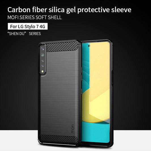 For LG Stylo 7 4G MOFI Gentleness Series Brushed Texture Carbon Fiber Soft TPU Case(Red) by MOFI