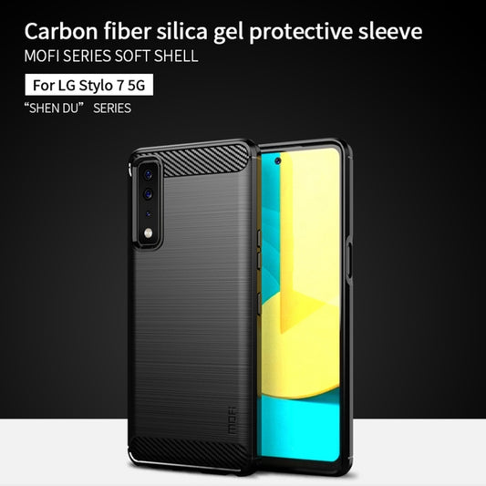 For LG Stylo 7 5G MOFI Gentleness Series Brushed Texture Carbon Fiber Soft TPU Case(Black) by MOFI