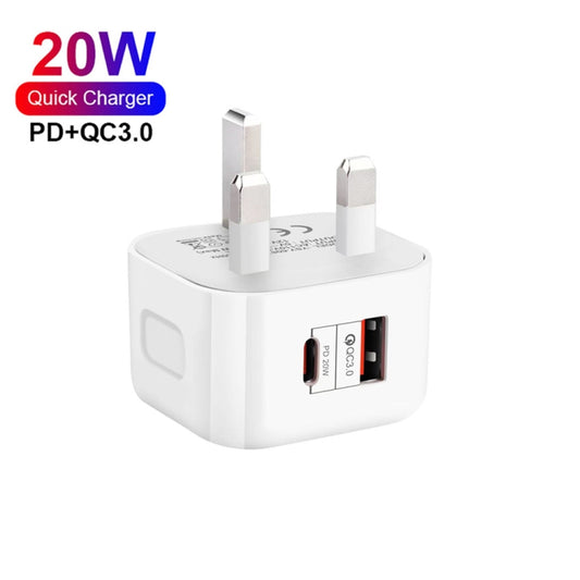 YSY-6087PD 20W PD3.0 + QC3.0 Dual Fast Charge Travel Charger with USB to Micro USB Data Cable, Plug Size:UK Plug by buy2fix