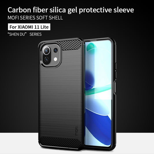 For Xiaomi Mi 11 Lite MOFI Gentleness Series Brushed Texture Carbon Fiber Soft TPU Case(Blue) by MOFI