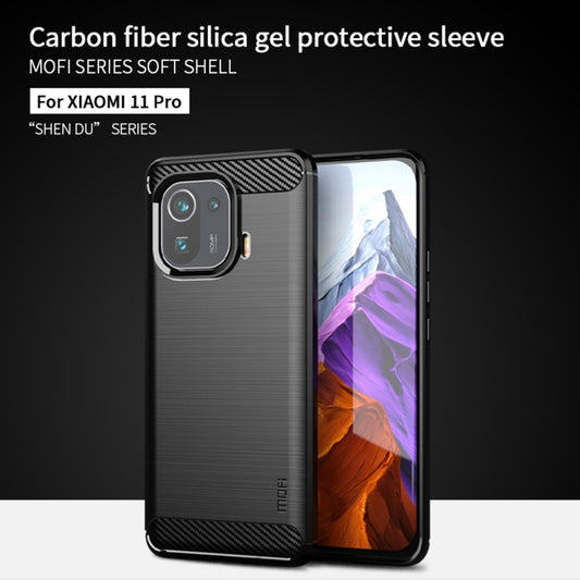 For Xiaomi Mi 11 Pro MOFI Gentleness Series Brushed Texture Carbon Fiber Soft TPU Case(Black) by MOFI
