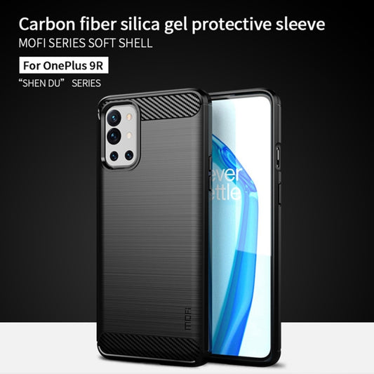 For OnePlus 9R MOFI Gentleness Series Brushed Texture Carbon Fiber Soft TPU Case(Blue) by MOFI