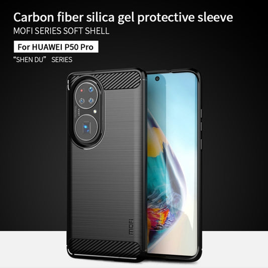 For Huawei P50 Pro MOFI Gentleness Series Brushed Texture Carbon Fiber Soft TPU Case(Blue) by MOFI