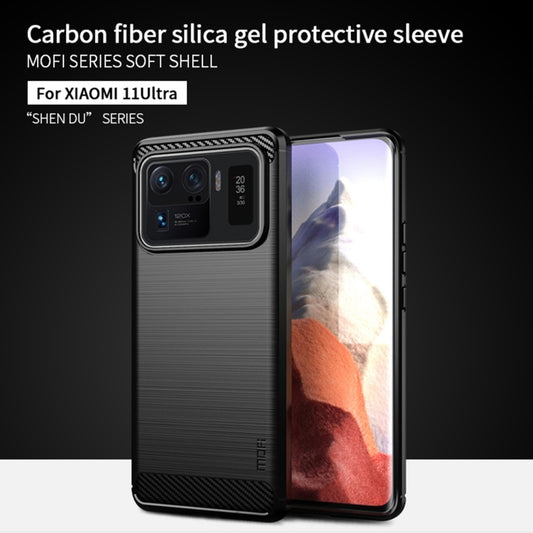 For Xiaomi Mi 11 Ultra MOFI Gentleness Series Brushed Texture Carbon Fiber Soft TPU Case(Red) by MOFI