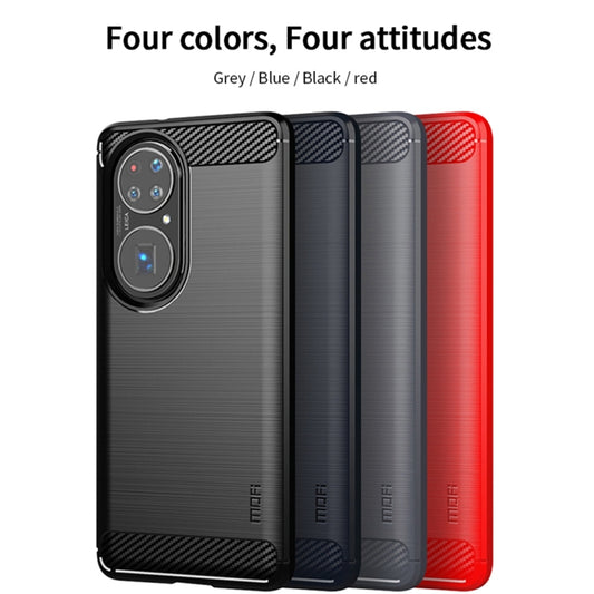 For Huawei P50 MOFI Gentleness Series Brushed Texture Carbon Fiber Soft TPU Case(Red) by MOFI