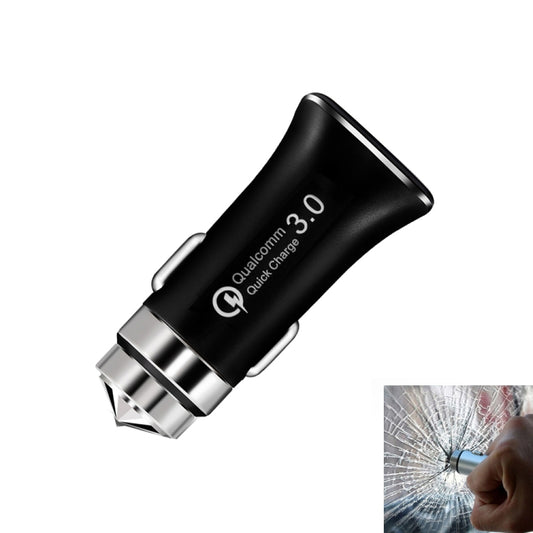 LZ-328 Safety Hammer Type QC3.0 USB Fast Charging Car Charger(Black) by buy2fix