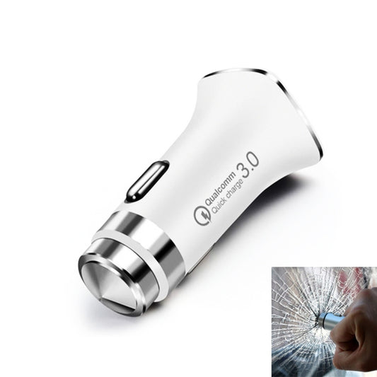 LZ-328 Safety Hammer Type QC3.0 USB Fast Charging Car Charger(White) by buy2fix