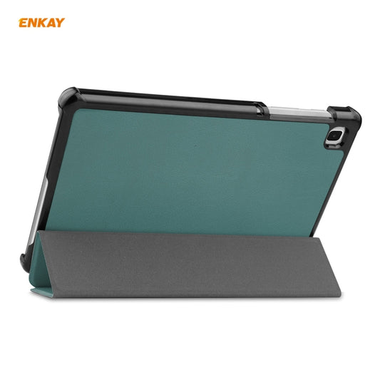 ENKAY PU Leather + Plastic Case with Three-folding Holder for Samsung Galaxy Tab A7 Lite T220 / T225(Green) - Tab A7 Lite T220 / T225 by ENKAY | Online Shopping UK | buy2fix