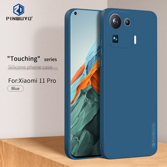 For Xiaomi Mi 11 Pro PINWUYO Touching Series Liquid Silicone TPU Shockproof Case(Blue) by PINWUYO