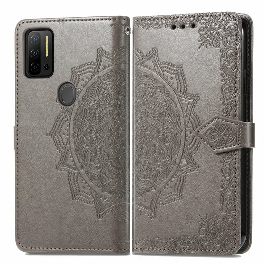 For Ulefone Note 11 Plus Mandala Flower Embossed Horizontal Flip Leather Case with Bracket / Card Slot / Wallet / Lanyard(Grey) by buy2fix