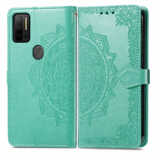 For Ulefone Note 11 Plus Mandala Flower Embossed Horizontal Flip Leather Case with Bracket / Card Slot / Wallet / Lanyard(Green) by buy2fix
