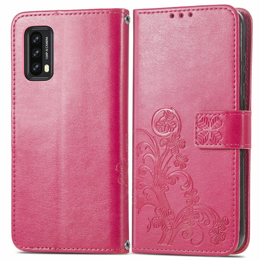 For Blackview A90 Four-leaf Clasp Embossed Buckle Mobile Phone Protection Leather Case with Lanyard & Card Slot & Wallet & Bracket Function(Magenta) by buy2fix