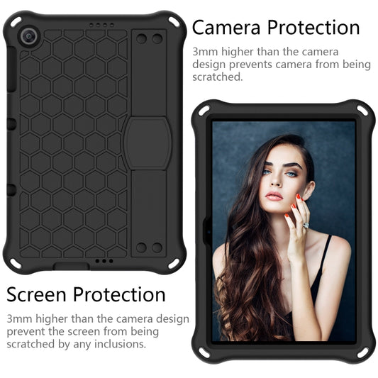 For Huawei MediaPad T10 9.7 / T10 10.1 Honeycomb Design EVA + PC Material Four Corner Anti Falling Protective Shell with Strap(Black+Black) - Huawei by buy2fix | Online Shopping UK | buy2fix
