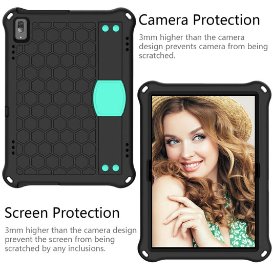For Lenovo Tab M10 TB-X505X/F Honeycomb Design EVA + PC Material Four Corner Anti Falling Flat Protective Shell with Strap(Black+Aqua) - Lenovo by buy2fix | Online Shopping UK | buy2fix