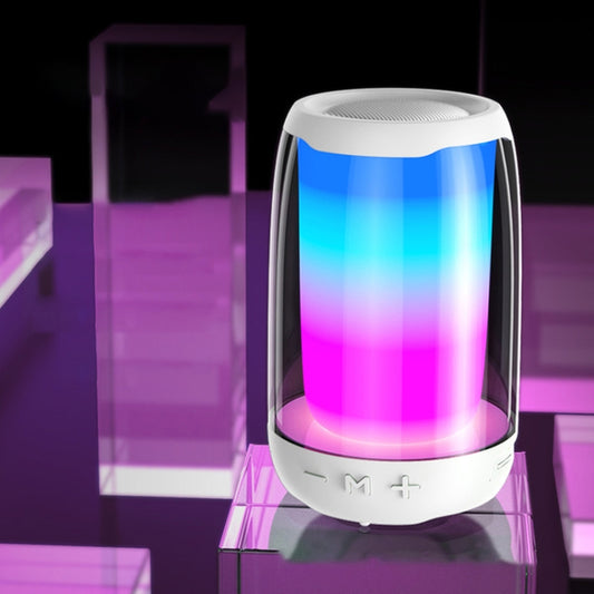 P4 LED Portable Bluetooth Wireless Bass Waterproof Outdoor Speaker Support AUX / TF Card / USB(White) by buy2fix