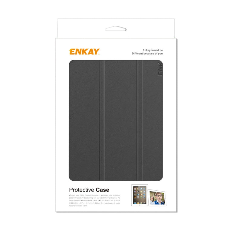 For Lenovo Tab M8 1/2/3 ENKAY Custer Texture Horizontal Flip PU+PC Leather Case with Three-folding Holder(Dark Green) by ENKAY