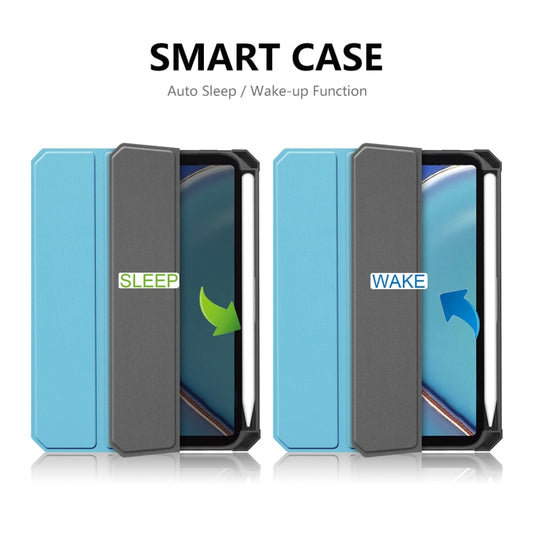 For iPad mini 2024 / mini 6 ENKAY Custer Texture Horizontal Flip PU+TPU Leather Tablet Case with Three-folding Holder & Sleep / Wake-up Function & Pen Holder(Dark Blue) by ENKAY