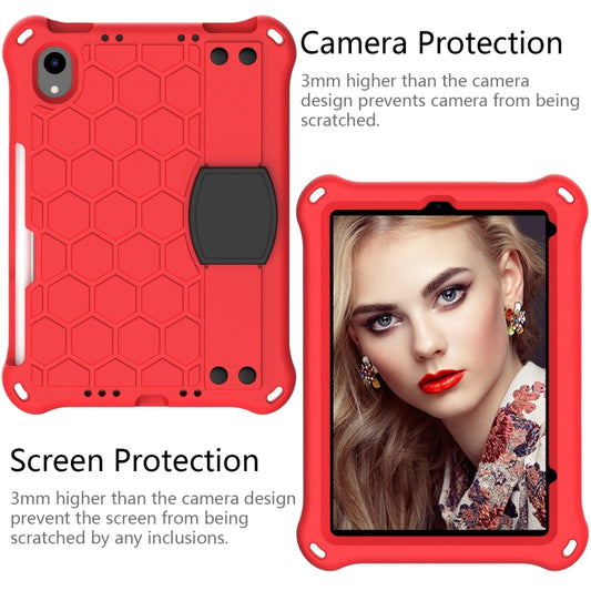 For iPad mini 6 / mini 2024 Honeycomb EVA Hybrid PC Tablet Case with Strap(Red+Black) - iPad mini 6 Cases by buy2fix | Online Shopping UK | buy2fix