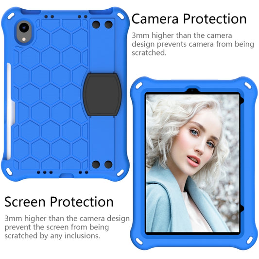 For iPad mini 6 / mini 2024 Honeycomb EVA Hybrid PC Tablet Case with Strap(Blue+Black) - iPad mini 6 Cases by buy2fix | Online Shopping UK | buy2fix