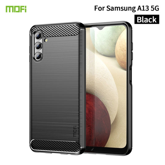For Samsung Galaxy A13 5G MOFI Gentleness Series Brushed Texture Carbon Fiber Soft TPU Case(Black) by MOFI