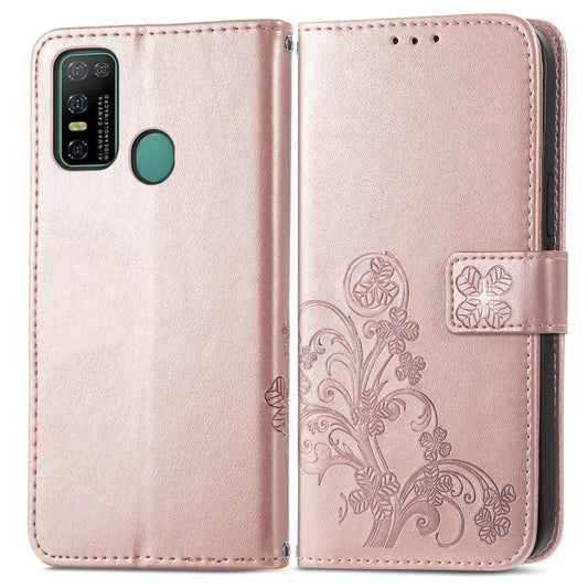 For Doogee N30 Four-leaf Clasp Embossed Buckle Mobile Phone Protection Leather Case(Rose Glod) by buy2fix