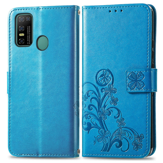For Doogee N30 Four-leaf Clasp Embossed Buckle Mobile Phone Protection Leather Case(Blue) by buy2fix