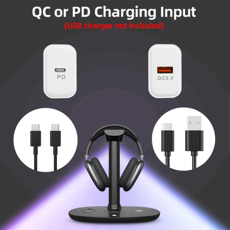 B-15A 4 in 1 Headset Holder Wireless Charger for Smart Phone & iWatch & Airpods by buy2fix