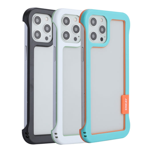 For iPhone 12 / 12 Pro ENKAY Frameless Hollow Shockproof PC Case(Blue) by ENKAY