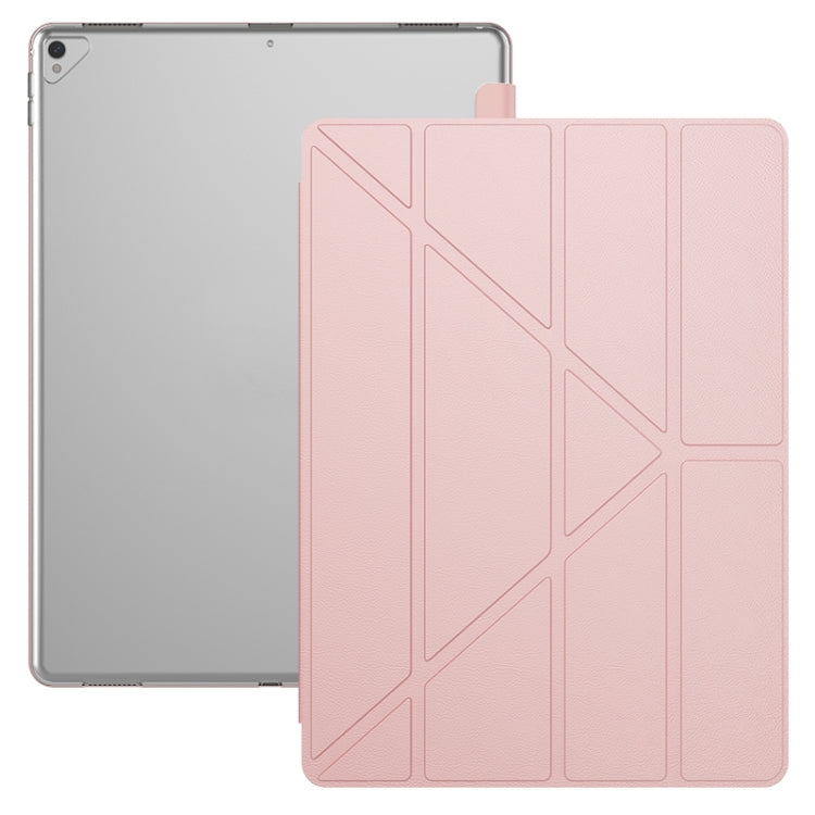 Multi-folding TPU Back Flip Leather Smart Tablet Case for iPad Pro 12.9 inch 2015 / 2017(Rose Gold) - iPad Pro 12.9 inch Cases by buy2fix | Online Shopping UK | buy2fix