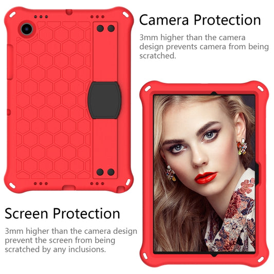 For Galaxy Tab A8 10.5 2021 X200/X205 Honeycomb EVA+PC Tablet Case with Strap(Red +Black) - Other Galaxy Tab PC by buy2fix | Online Shopping UK | buy2fix