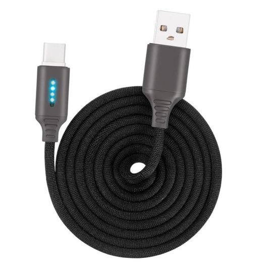 USB-C / Type-C Interface Zinc Alloy Marquee Luminous Intelligent Automatic Power off Charging Data Cable(black) by buy2fix