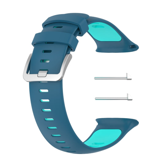 Two-color Silicone Watch Band for POLAR Vantage V2 with Original Raw Ears(Blue+Green) by buy2fix